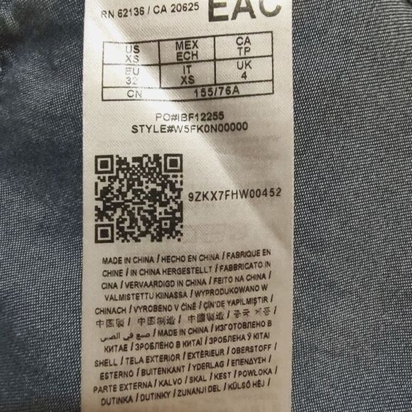 Guess Y2K Tricia Flutter Dress Denim Mini Short Bell Sleeves Lace Up XS - Picture 7 of 8